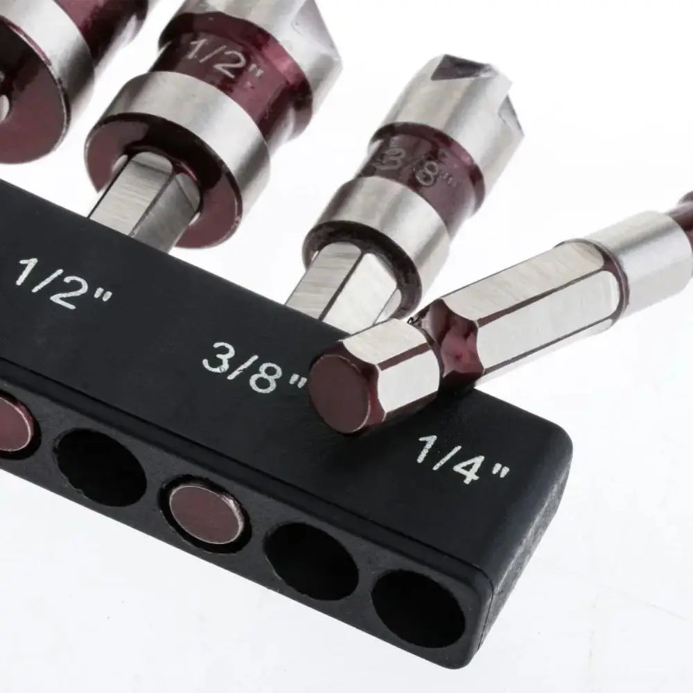 5-Piece Countersink Drill Bit Set | 1/4"–3/4" Hex Shank