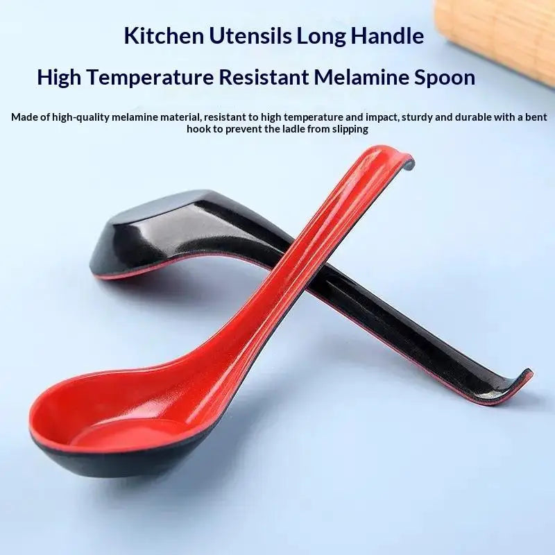 2pcs Japanese Ramen Soup Spoons Long Handle Melamine Drop-Resistant