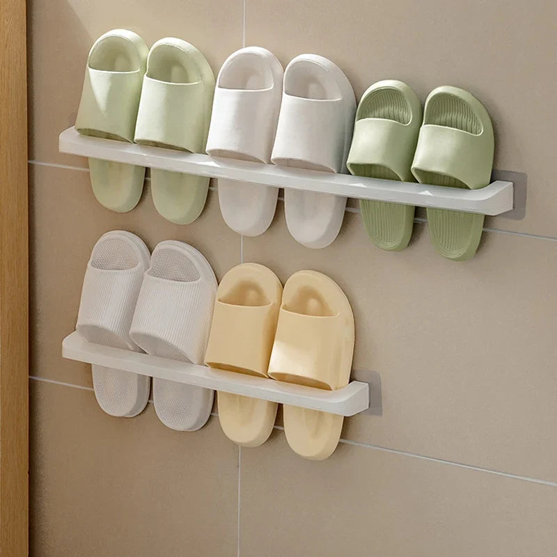 Wall Mounted Slipper Rack – No-Drill Shoe Organizer