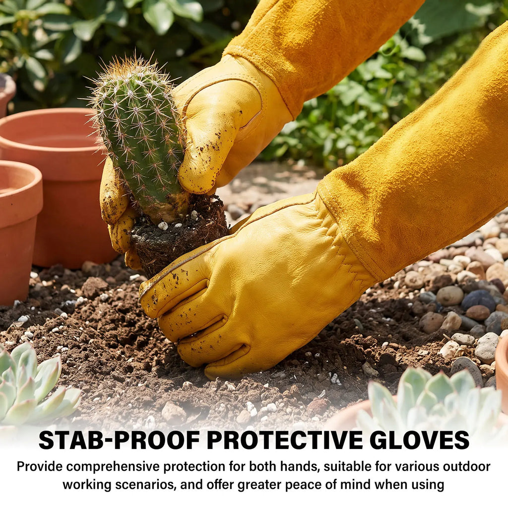 Toorise Long Leather Gardening Gloves – Thorn Proof, Elbow