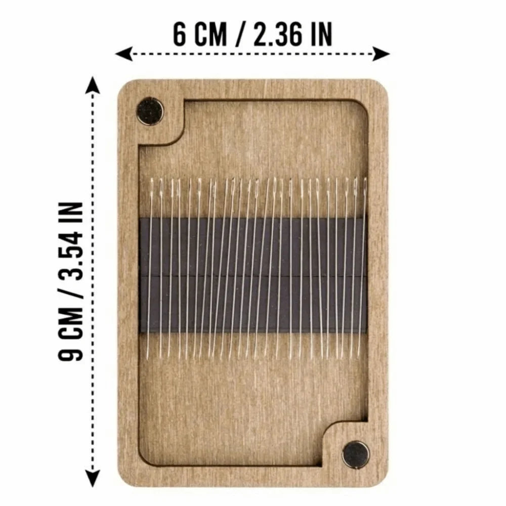 Bamboo Magnetic Needle Box – Portable Sewing & Knitting Organizer