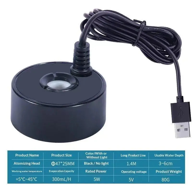 USB Ultrasonic Mist Maker Fogger with 4 LED Lights | Atomizer