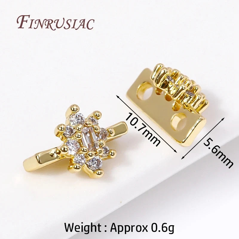 18K Gold Plated Zircon Flower Connector Spacer Beads – DIY Jewelry