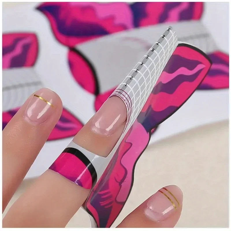 50Pcs Nail Forms French Tips UV Gel Extension Paper Molds