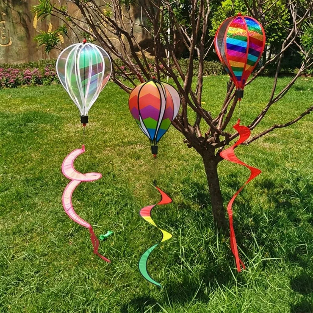 Rainbow Hot Air Balloon Wind Spinner 40cm – Kinetic Garden Decor