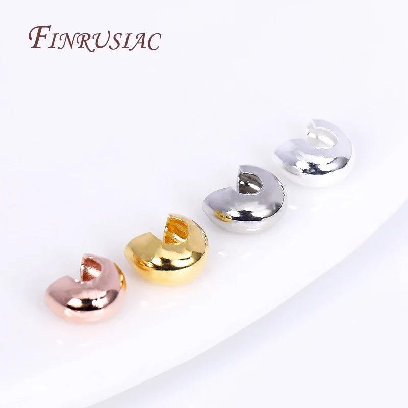 18K Gold Plated Crimp Beads 50pcs – DIY Jewelry Stopper Beads
