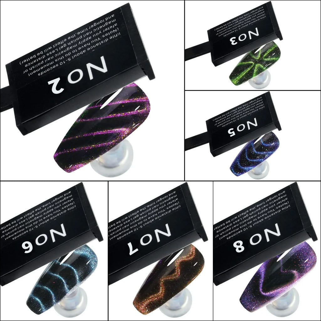 6Pcs Cat Eye Nail Magnet Set – 3D Holographic Sheets | Nixie