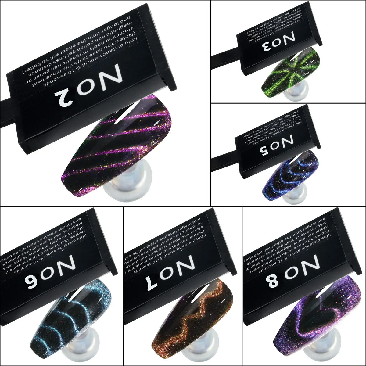 6Pcs Cat Eye Nail Magnet Set – 3D Holographic Sheets | Nixie