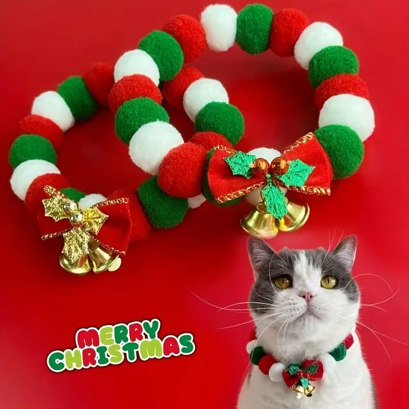 Christmas Dog Bowtie Collar – Adjustable Santa Pet Necktie