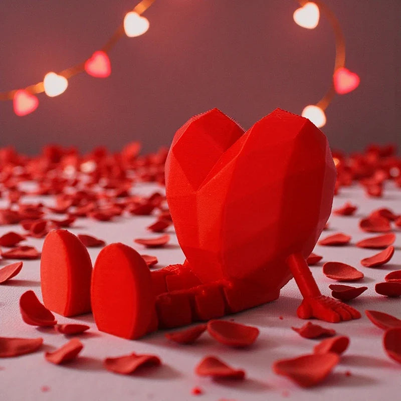 Jointed Miniature Heart Figurine – Valentine's Day Décor Gift