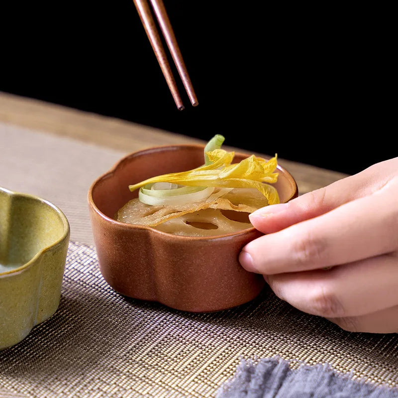 Vintage Ceramic Flower Dipping Dish | Retro Snack & Sauce Plate