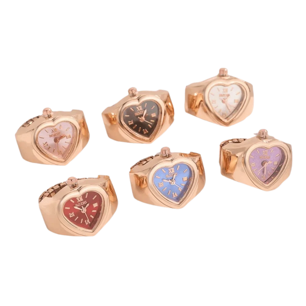 Retro Heart Shape Ring Watch – Stainless Steel Quartz Clock