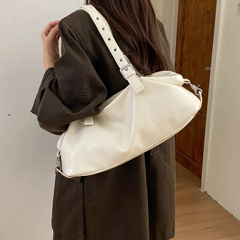 Vintage Distressed Soft Leather Boston Shoulder Bag for Women