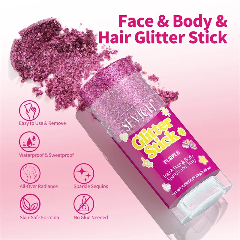 Shimmer Glitter Stick – Hair, Face & Body Makeup Gel | Sevich