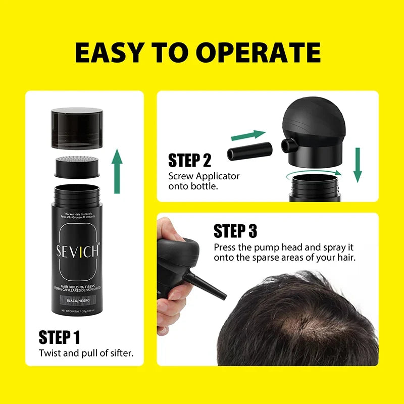 Sevich Hair Building Fiber Set 12g – Thickening Powder & Applicator