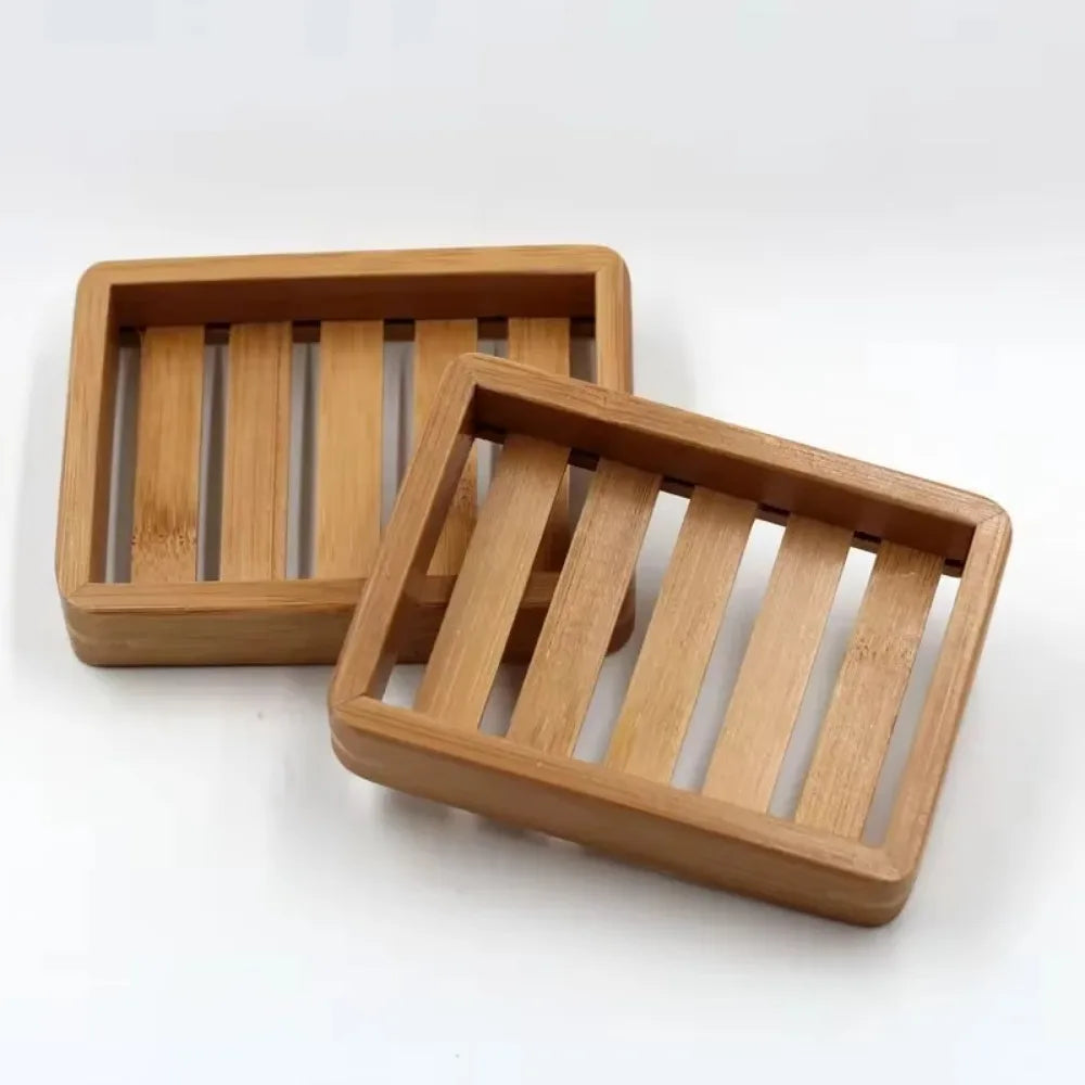 Natural Bamboo Soap Dish Tray Holder – Sky Blue Bathroom Organizer