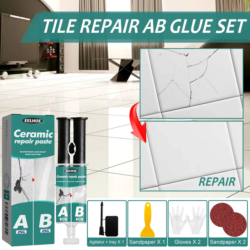 Tile Repair Paste AB Glue | Waterproof Ceramic Crack Fix Kit
