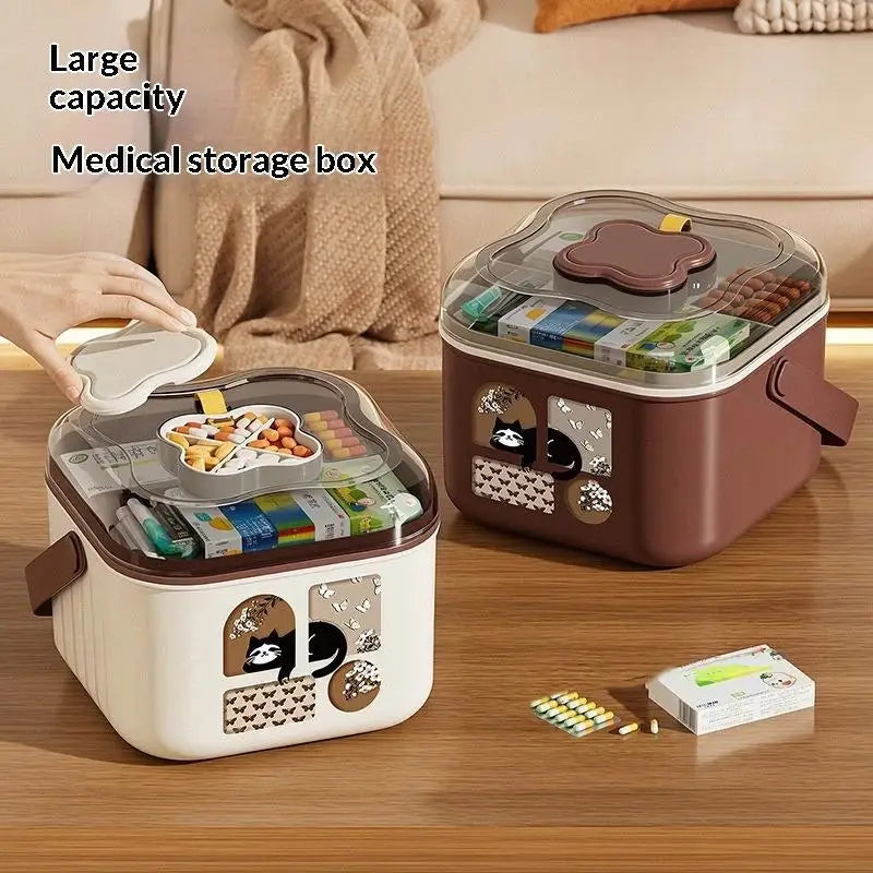 Clear 2-Tier Pill Organizer Box | Family & Travel Storage