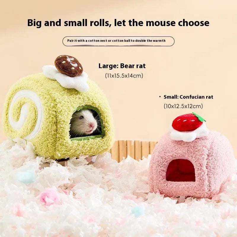 Cute Cake Plush Hamster House – Small Pet Nest & Hideout