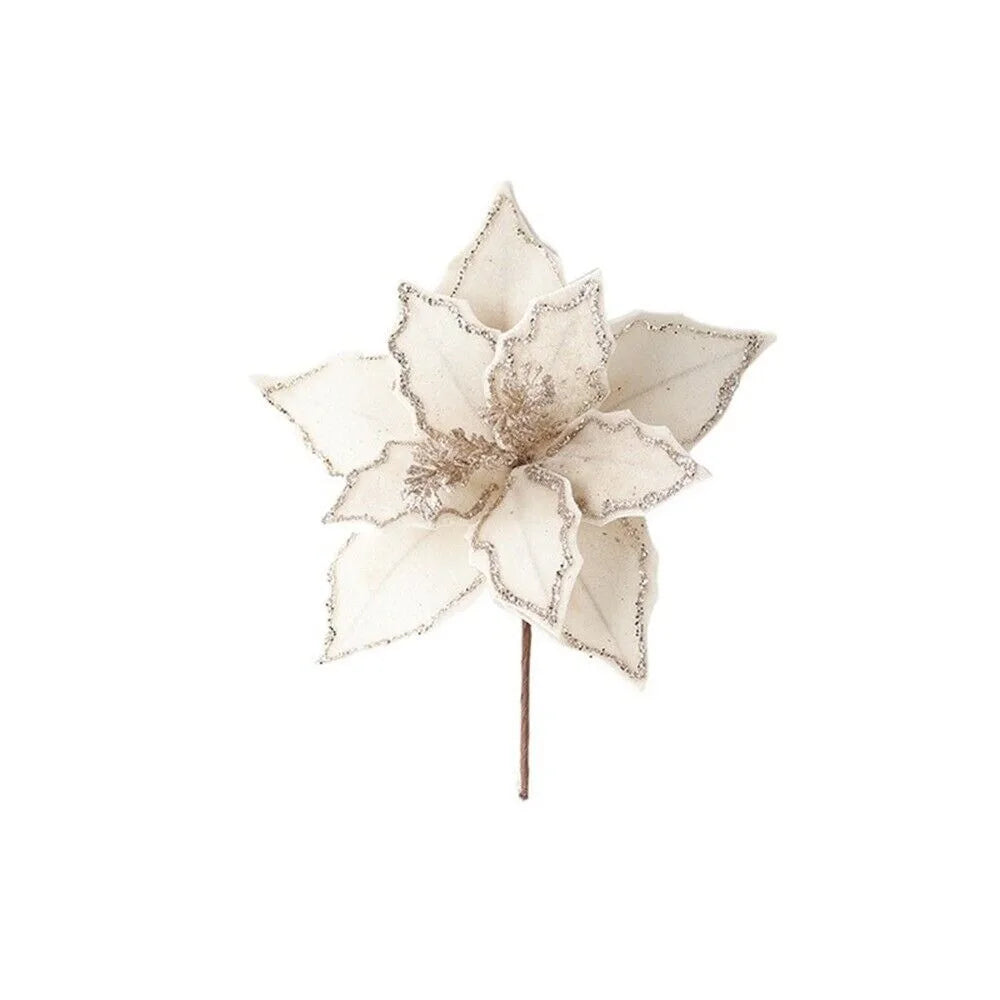 Large Artificial Christmas Glitter Flower – Festive Party Décor
