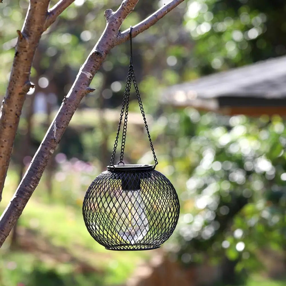Solar Hanging Lantern Metal Mesh Outdoor Garden Patio Décor