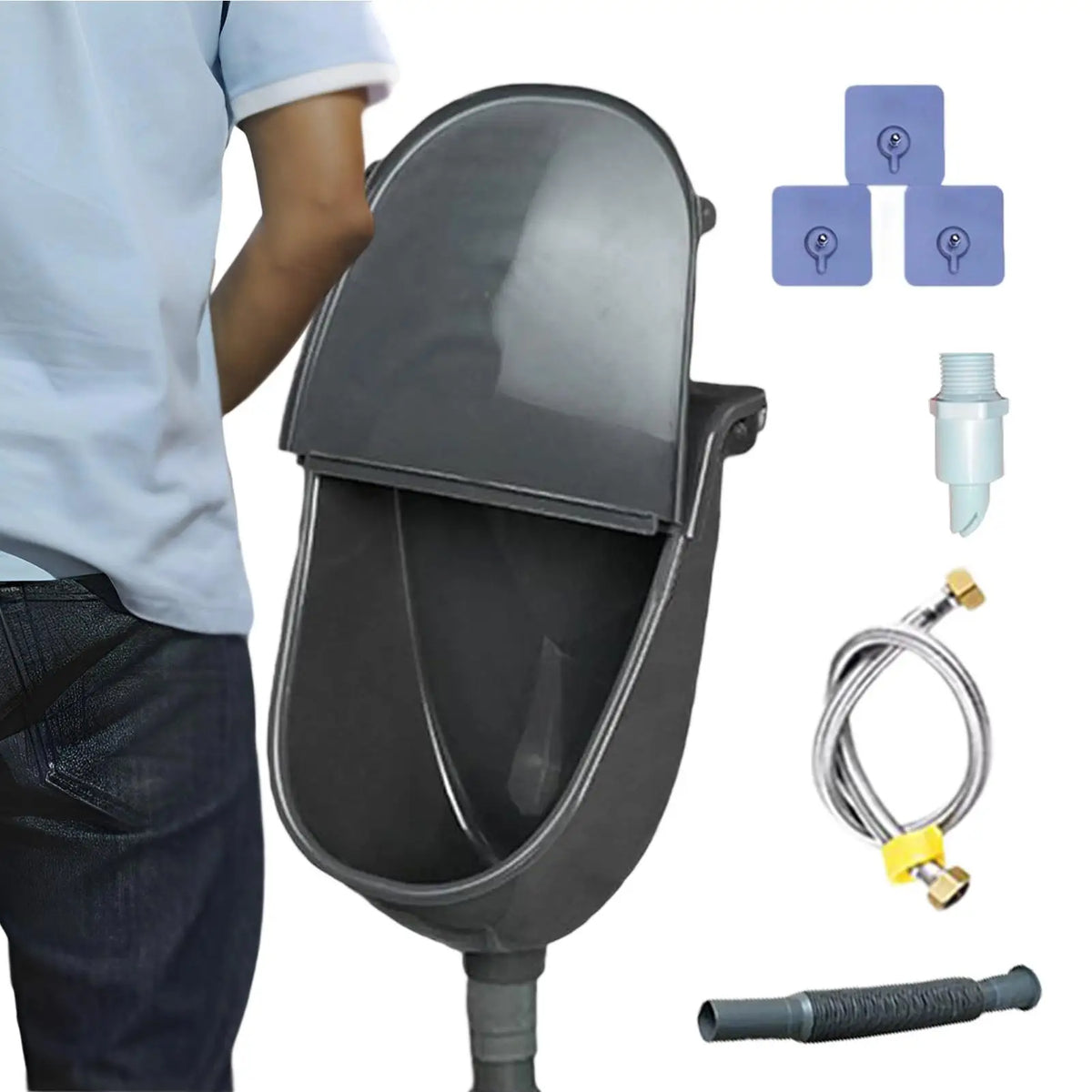Wall-Mounted Urinal with Lid – Splash-Proof & Odor-Blocking