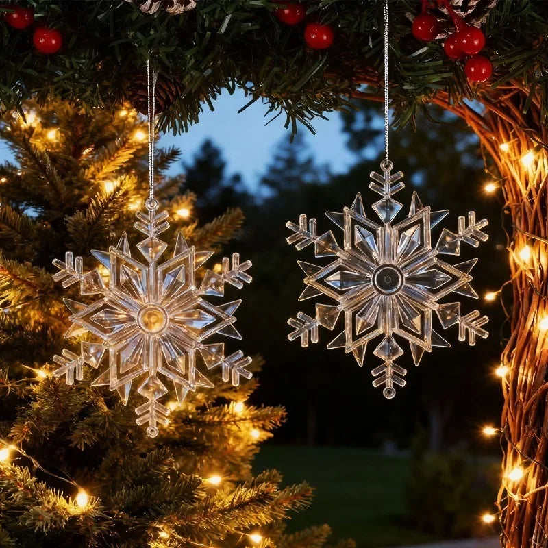 5PCS Transparent Plastic Christmas Snowflake Ornaments | Indoor & Outdoor