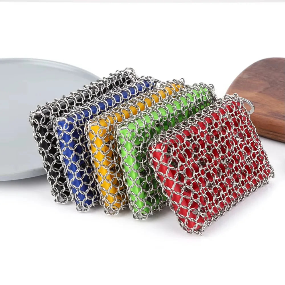 Stainless Steel Chainmail Scrubber for Cast Iron Cookware
