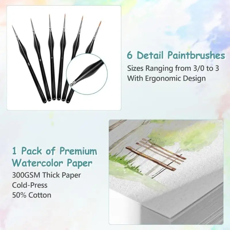 Watercolor Paint Set – 50 Colors, Brushes & Workbook for Travel