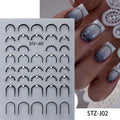 3D Metal Stripe Nail Art Stickers – Gold Silver Self-Adhesive