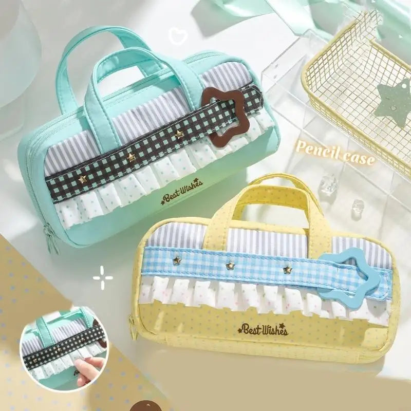 Zippered Pencil Case with Top Handle – School & Office Use