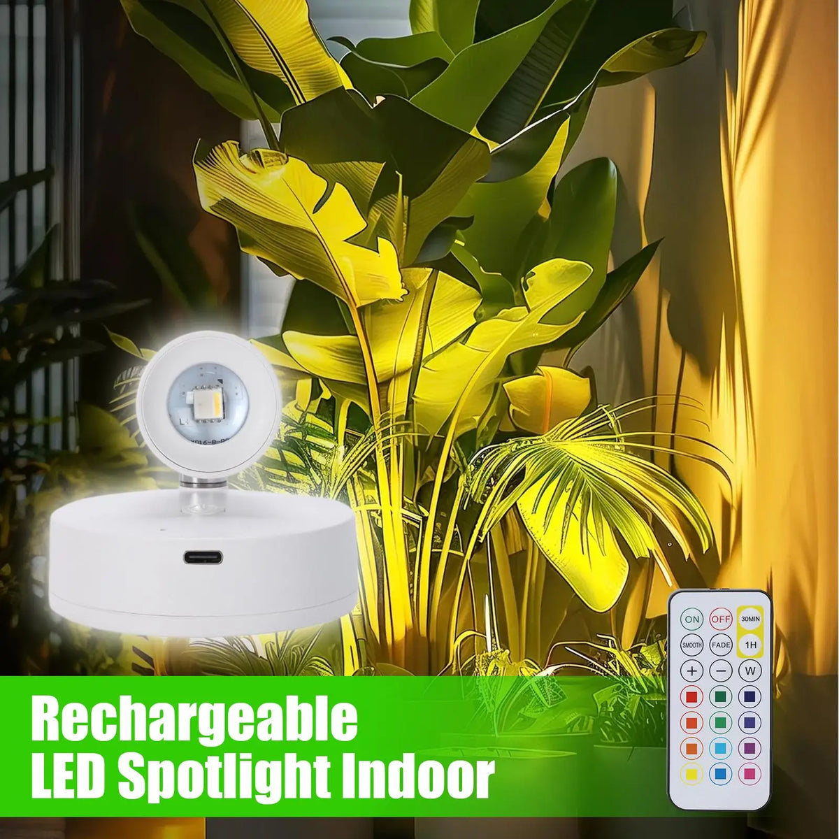 Wireless Rechargeable LED Spotlight with Remote Control