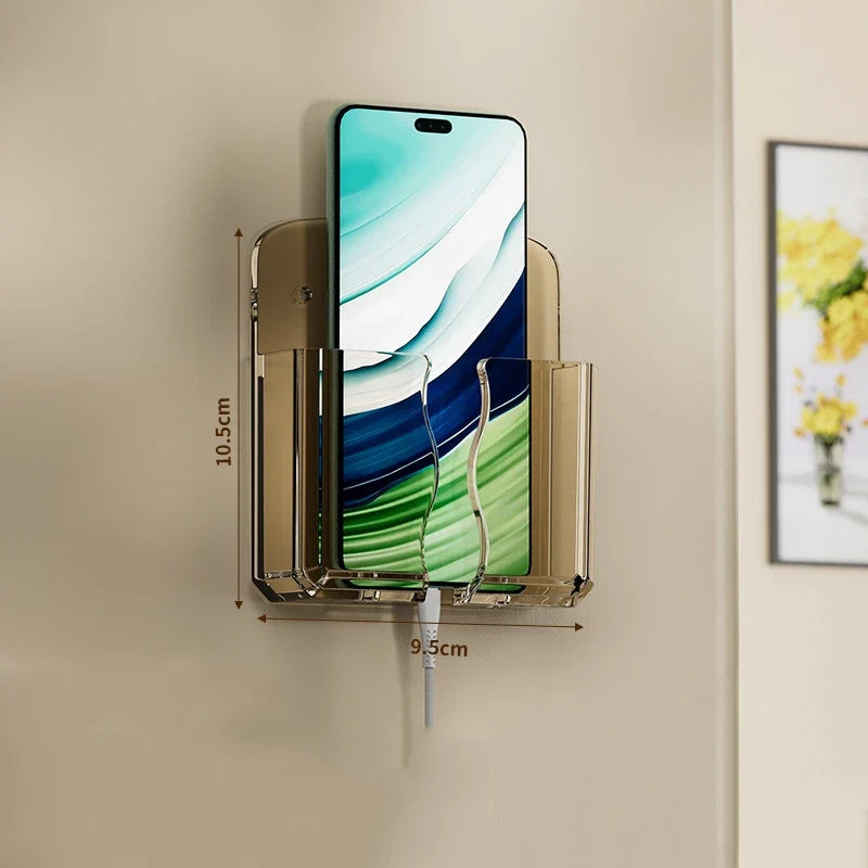 Wall Mount Phone Holder Storage Box Organizer with Charging Port