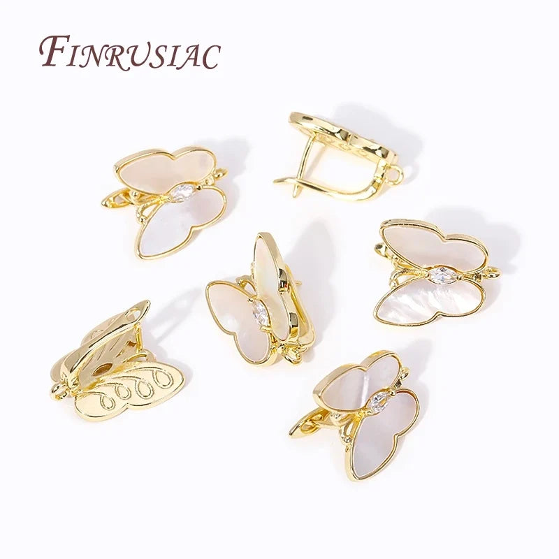 18K Gold Plated Zircon Butterfly Ear Wire Clasps – DIY Earrings