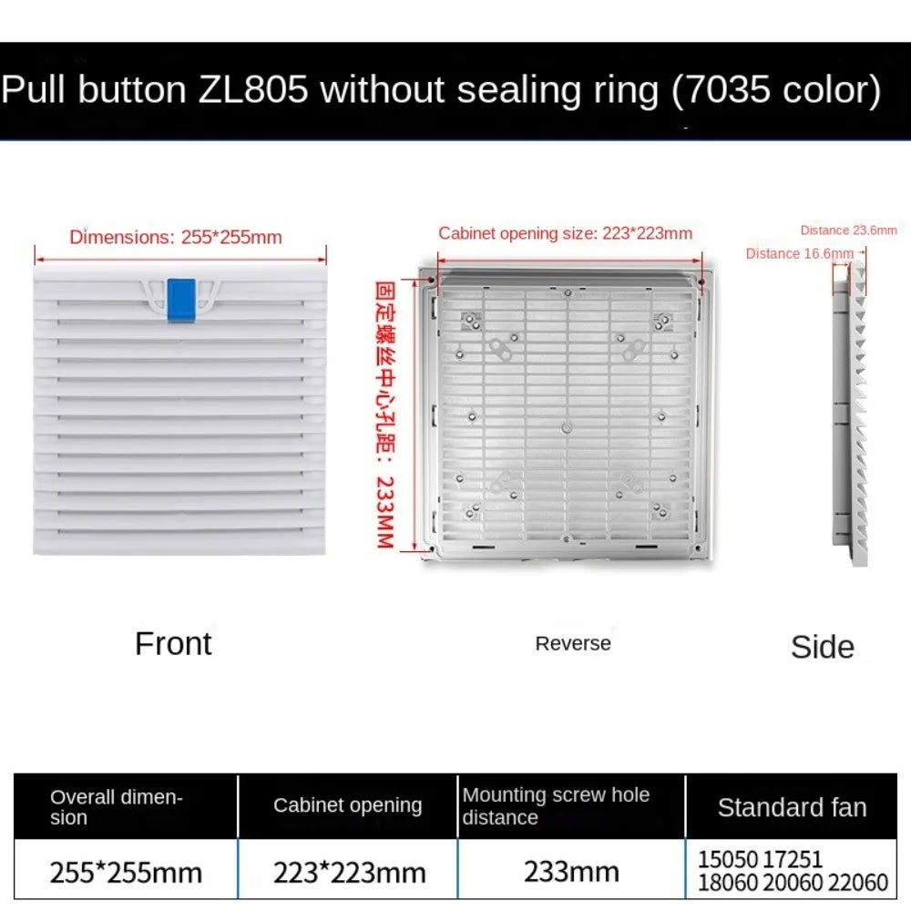 ABS Cabinet Ventilation Filter Grille with Louver Shutters