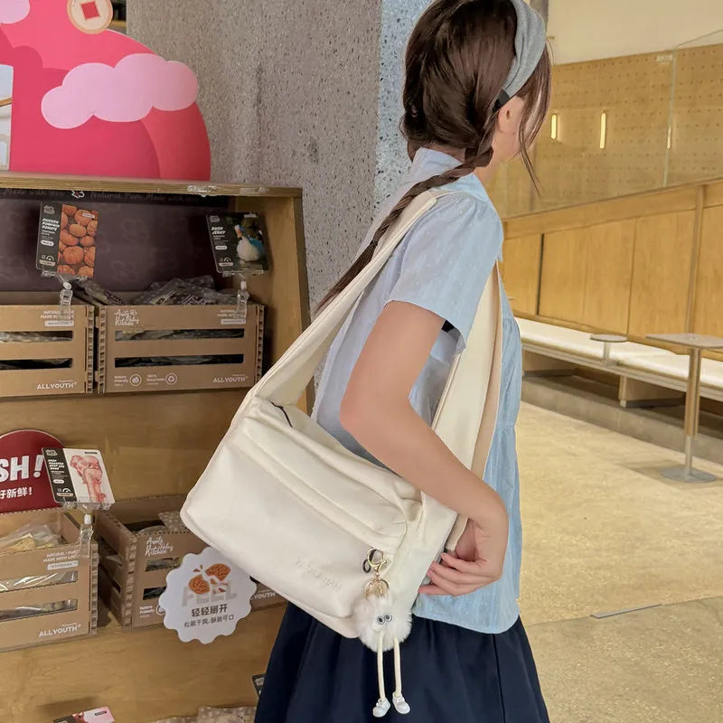 Korean Canvas Crossbody Bag for Women – College Satchel Style