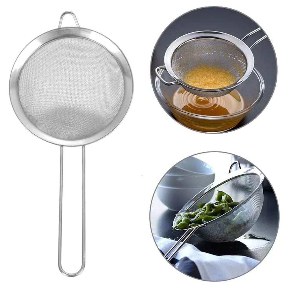 16cm Stainless Steel Fine Mesh Sifter & Kitchen Strainer