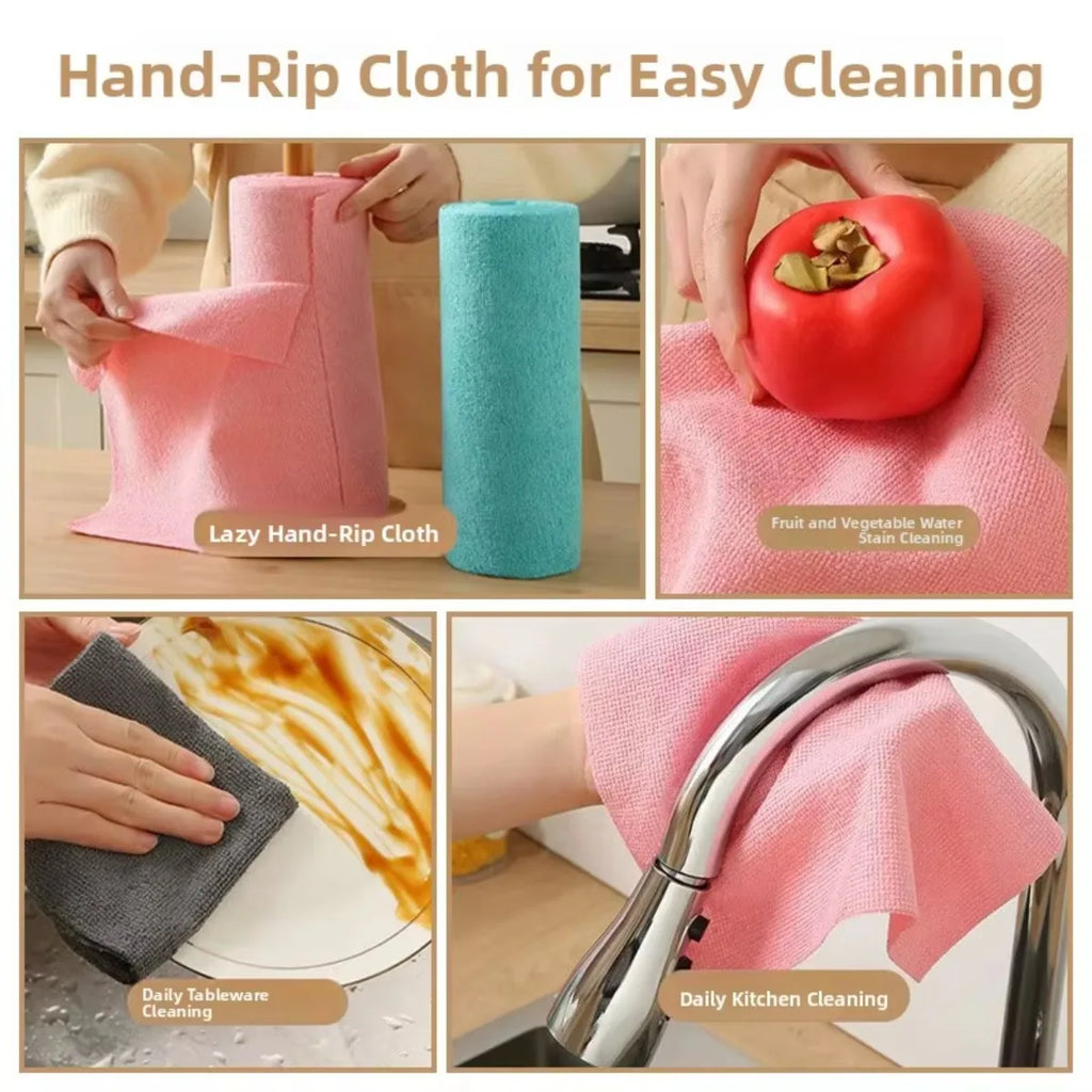 Reusable Microfiber Kitchen Towels Roll – 20 Washable Wipes