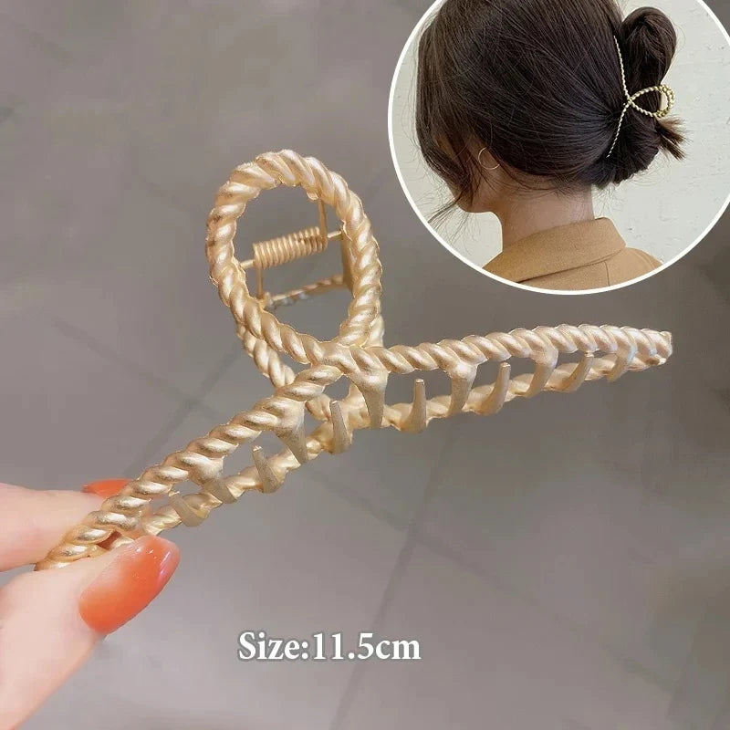 Metal Geometric Hair Claw Clips – Gold & Silver for Women