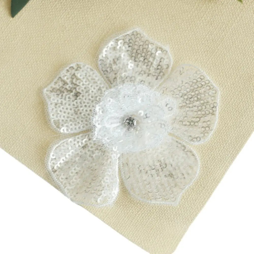 3D Sequin Beaded Lace Patches – Bridal Flower & Leaves Design