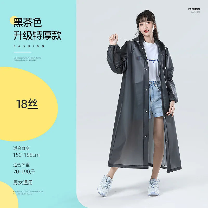 Reusable EVA Waterproof Rain Poncho – Transparent Adult Raincoat
