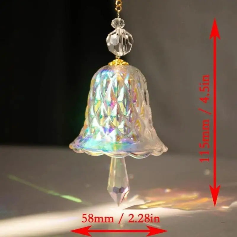 Crystal Glass Bell Wind Chime Prism Suncatcher Boho Decor