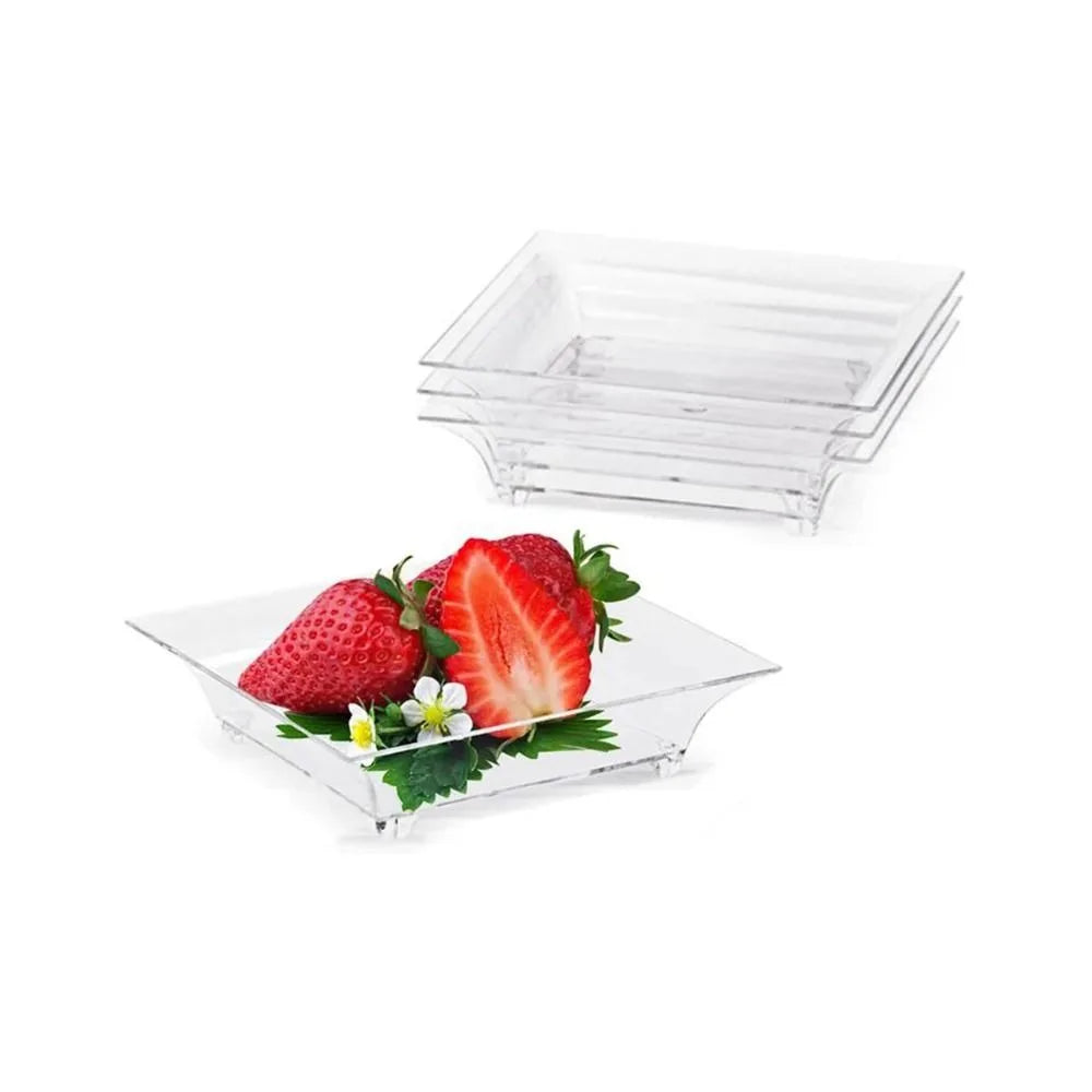50pcs Clear Disposable Mini Square Dessert Trays & Serving Cups