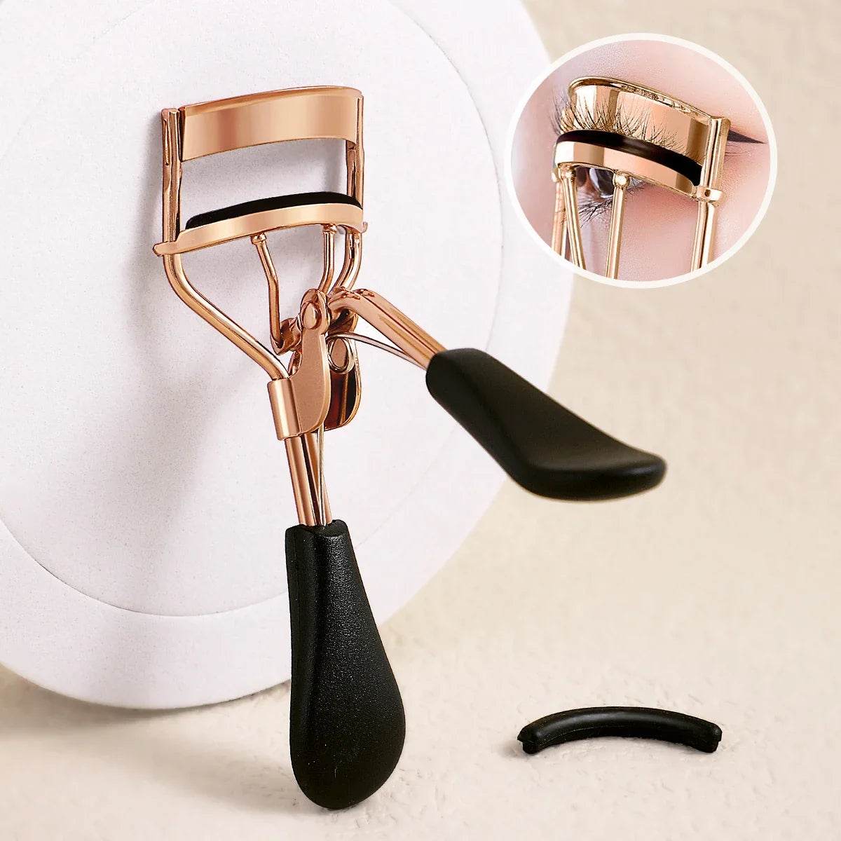 Portable Stainless Steel Eyelash Curler + 15 Silicone Pads