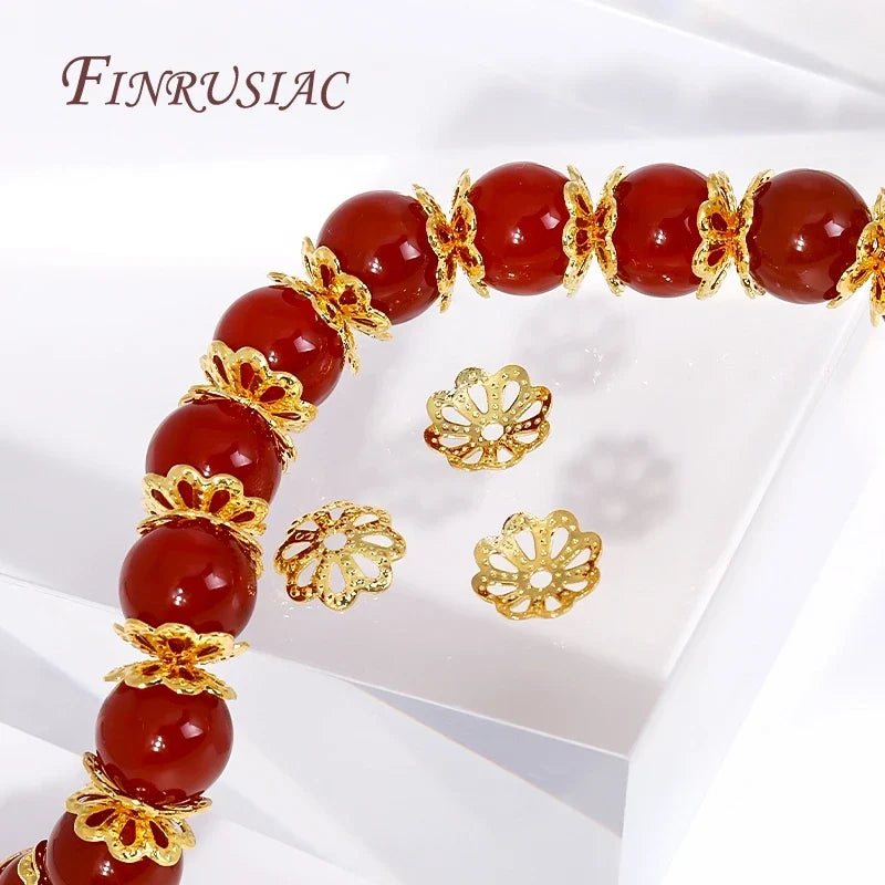 18K Gold Plated Brass Filigree Bead Caps 5/6/8mm | 50–100 pcs