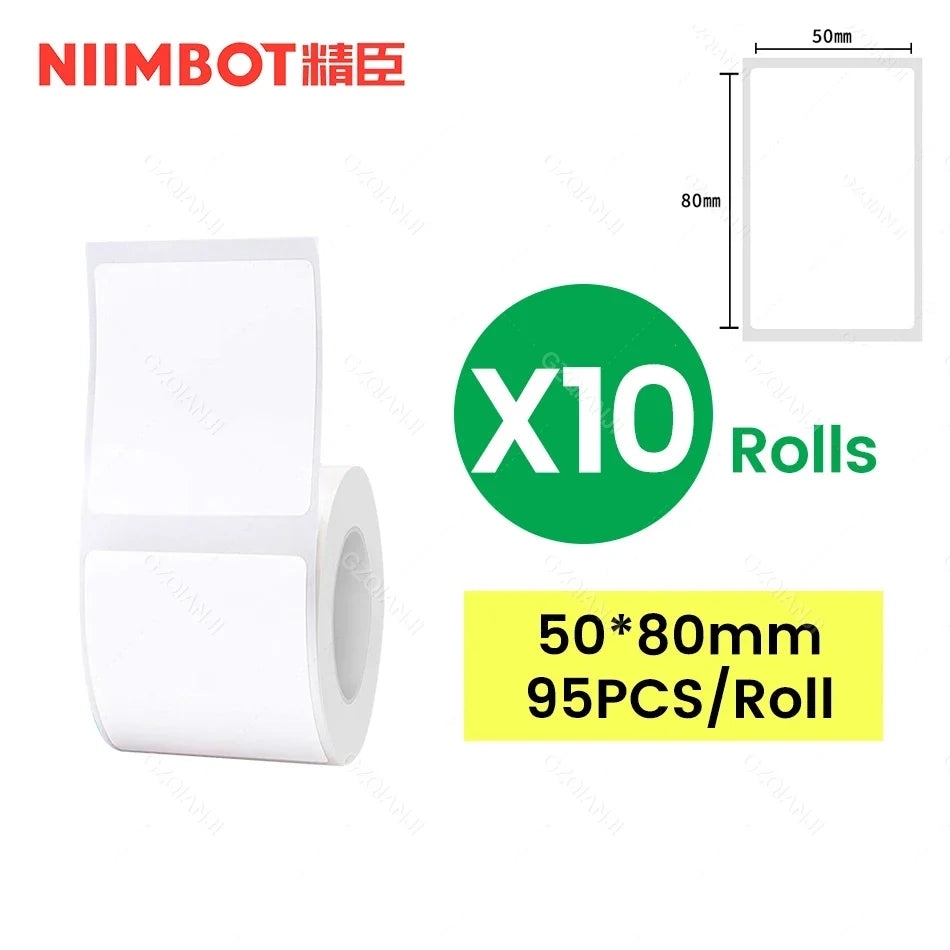 NiiMbot Thermal Label Rolls – Round White Waterproof Stickers
