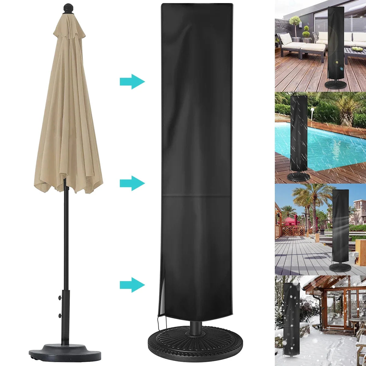 Waterproof Cantilever Patio Umbrella Cover – 210D Oxford Zip