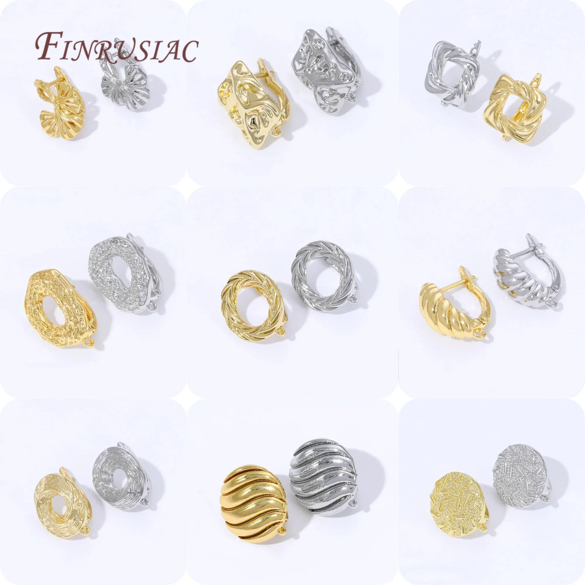 Fan Twist Wave Leverback Earring Hooks 18K Gold Plated DIY