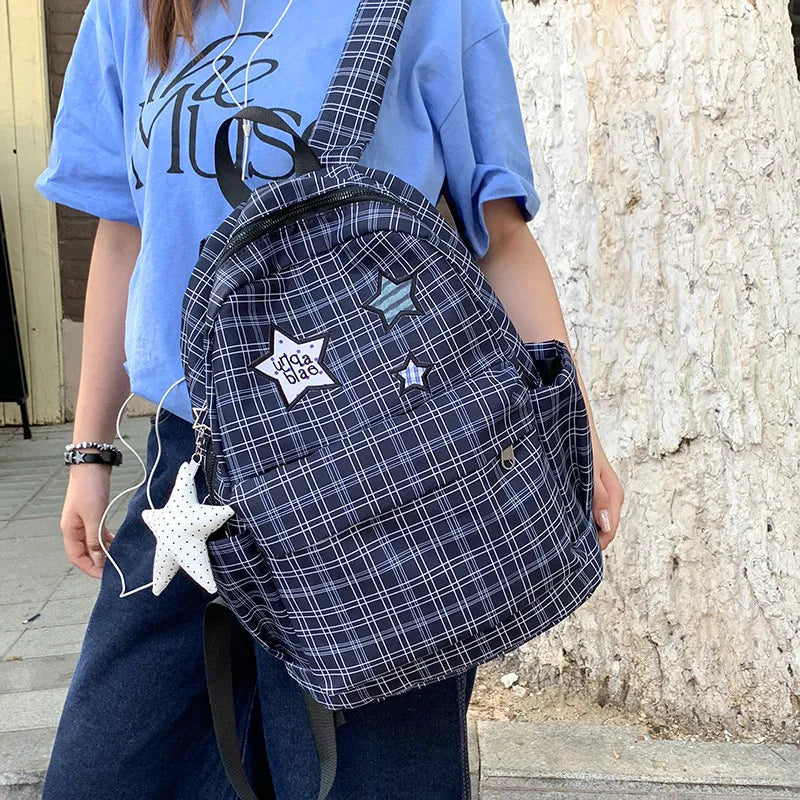 Korean Star Polka Dot Backpack – Large Capacity Nylon Bag