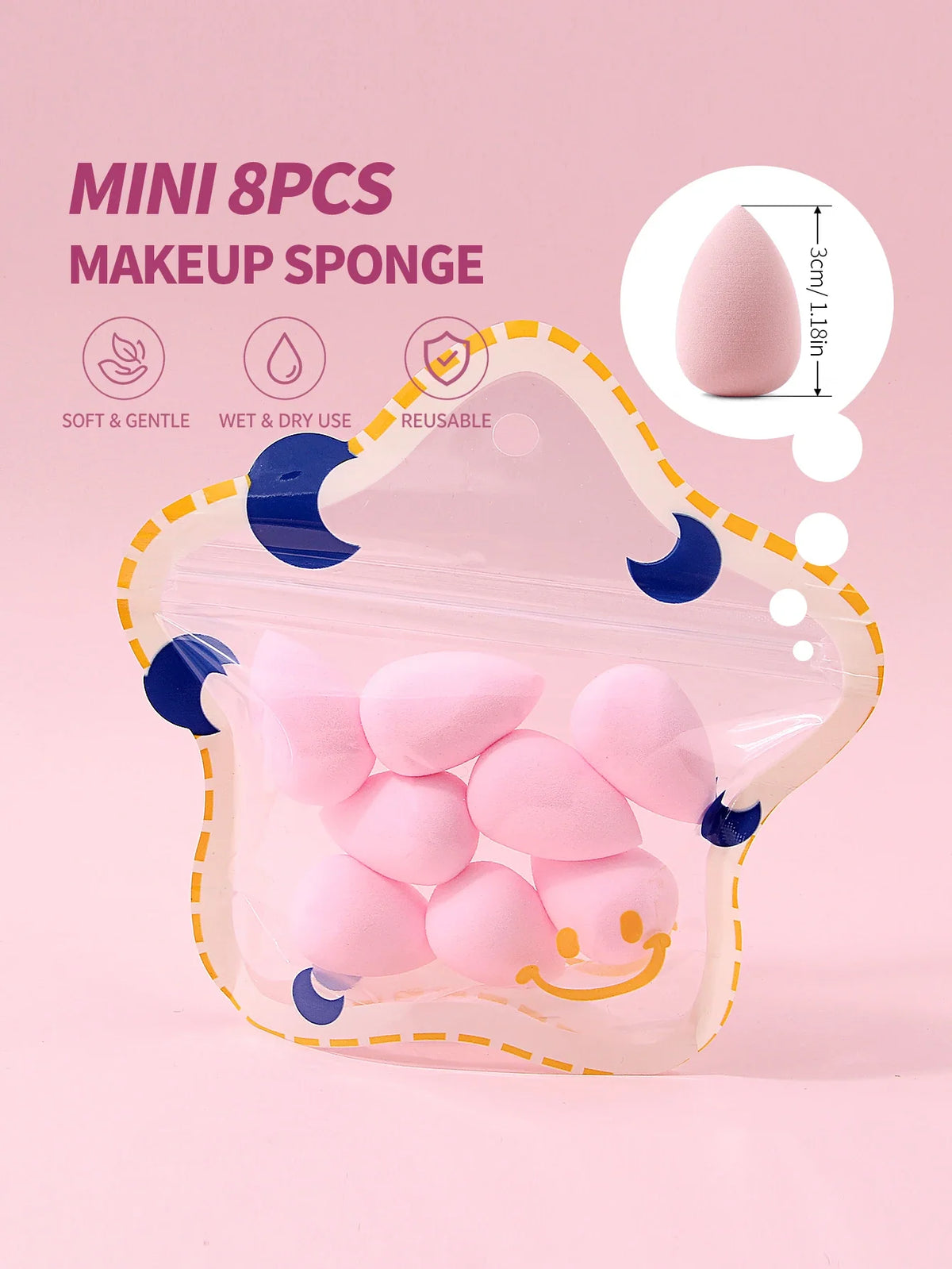 8-Piece Mini Makeup Sponge Set – Blush, Contour & Foundation